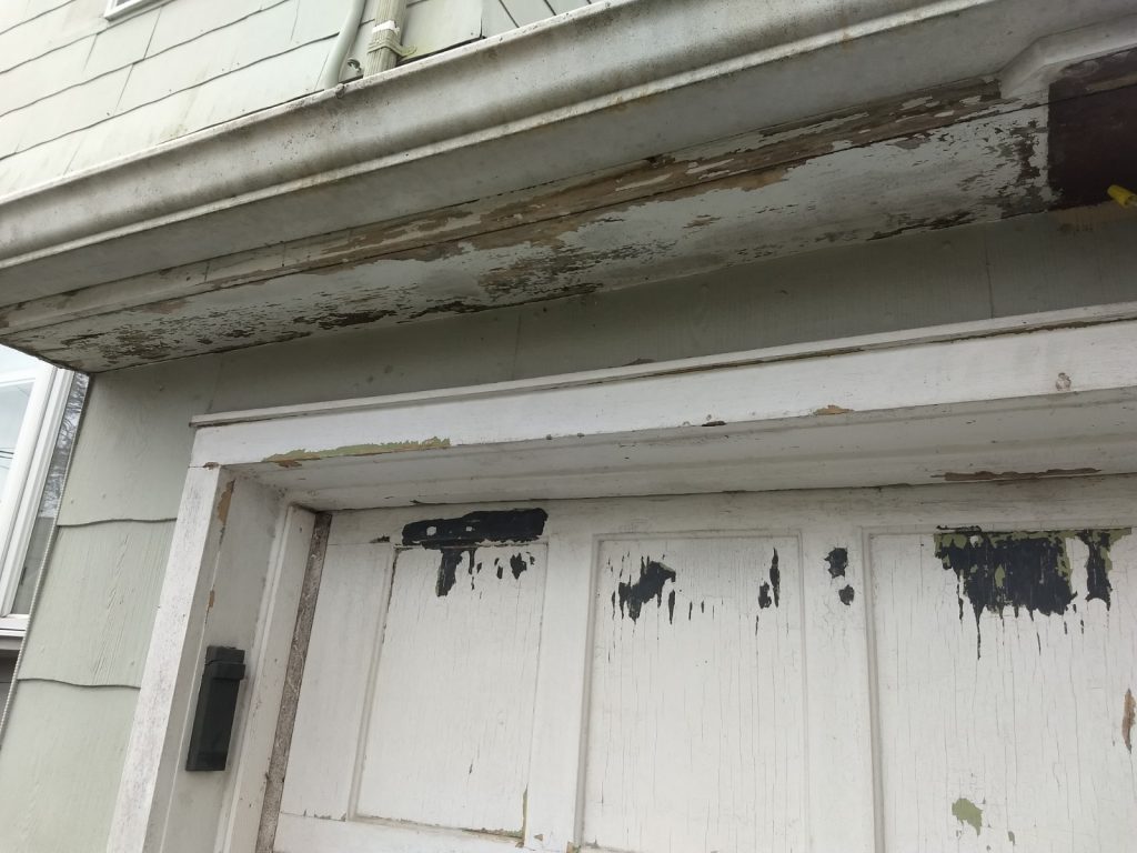 old damaged garage door